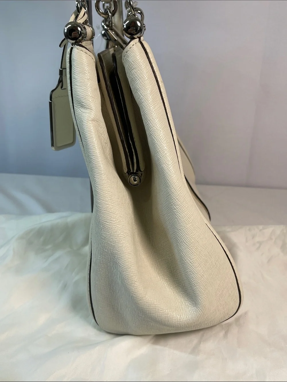 Coach A1482-25245 Madison Textured Leather Carryall Parchment NWT Authenticated